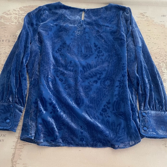 🆕Soft Surroundings Vanetta Velvet Top Sapphire Blue Velvet Floral Top 1X NWT - Picture 9 of 16